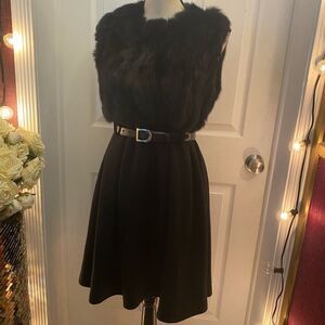 Liwai real fur coat/ dress, belted,S